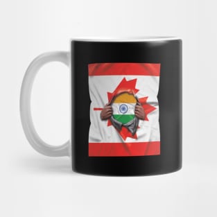 India Flag Canadian Flag Ripped - Gift for Indian From India Mug